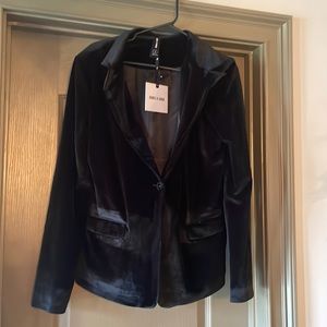 Agnes and Dora black stretch velvet blazer
